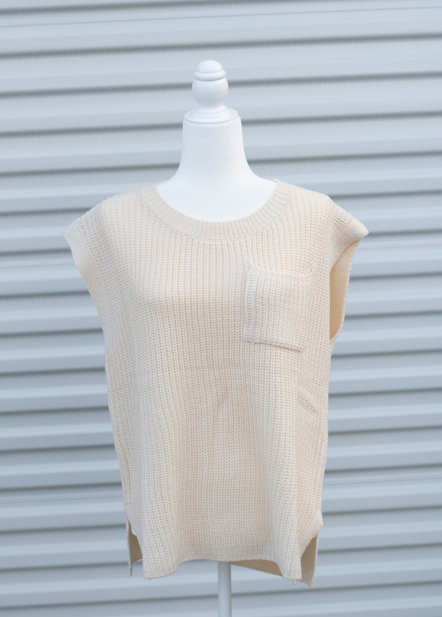 Ivory Sleeveless Sweater Top