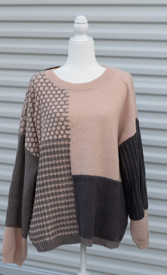 Mixed Pattern Block Sweater